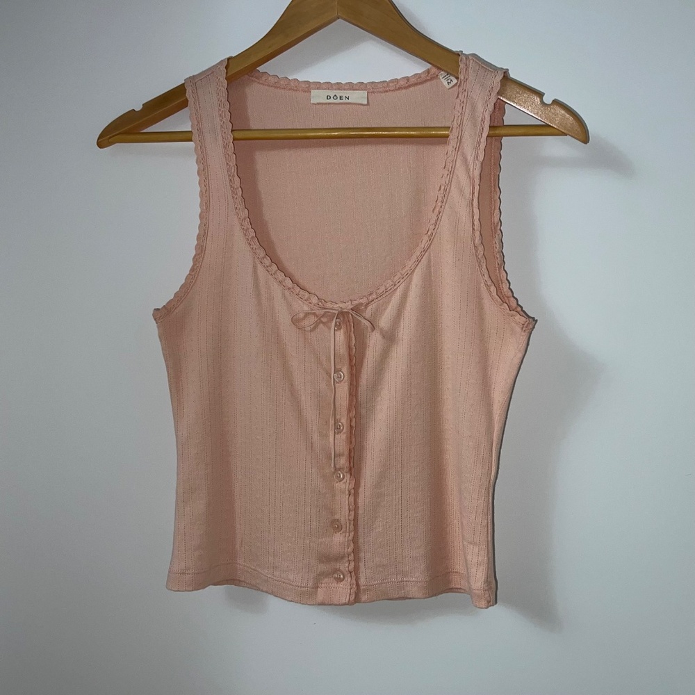 Dôen Lois Tank, Size M, in Degas Pink Pointelle